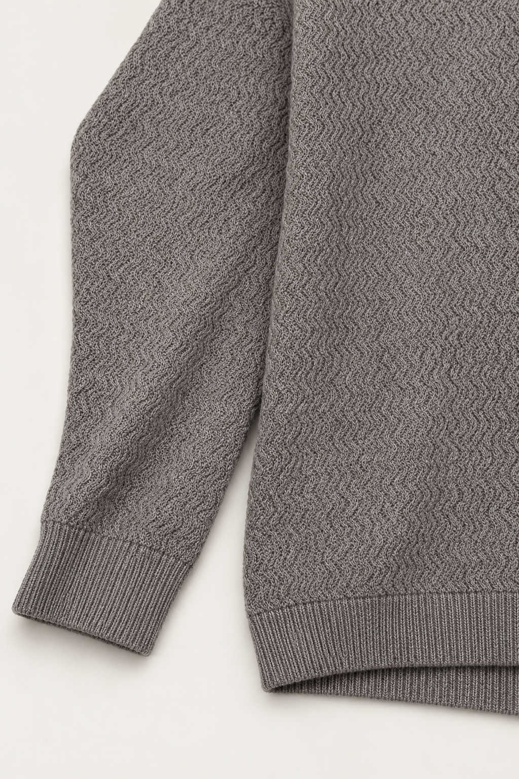 Men’s Wavy Knit Polo Sweater – Taupe