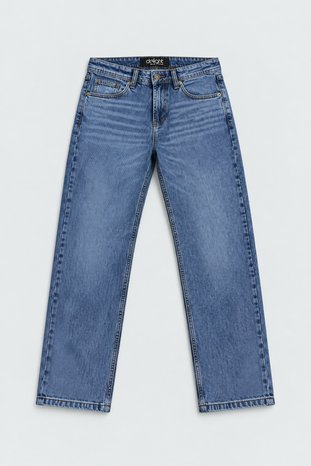 Men’s Regular Fit Jeans – Classic Medium Blue Wash Denim