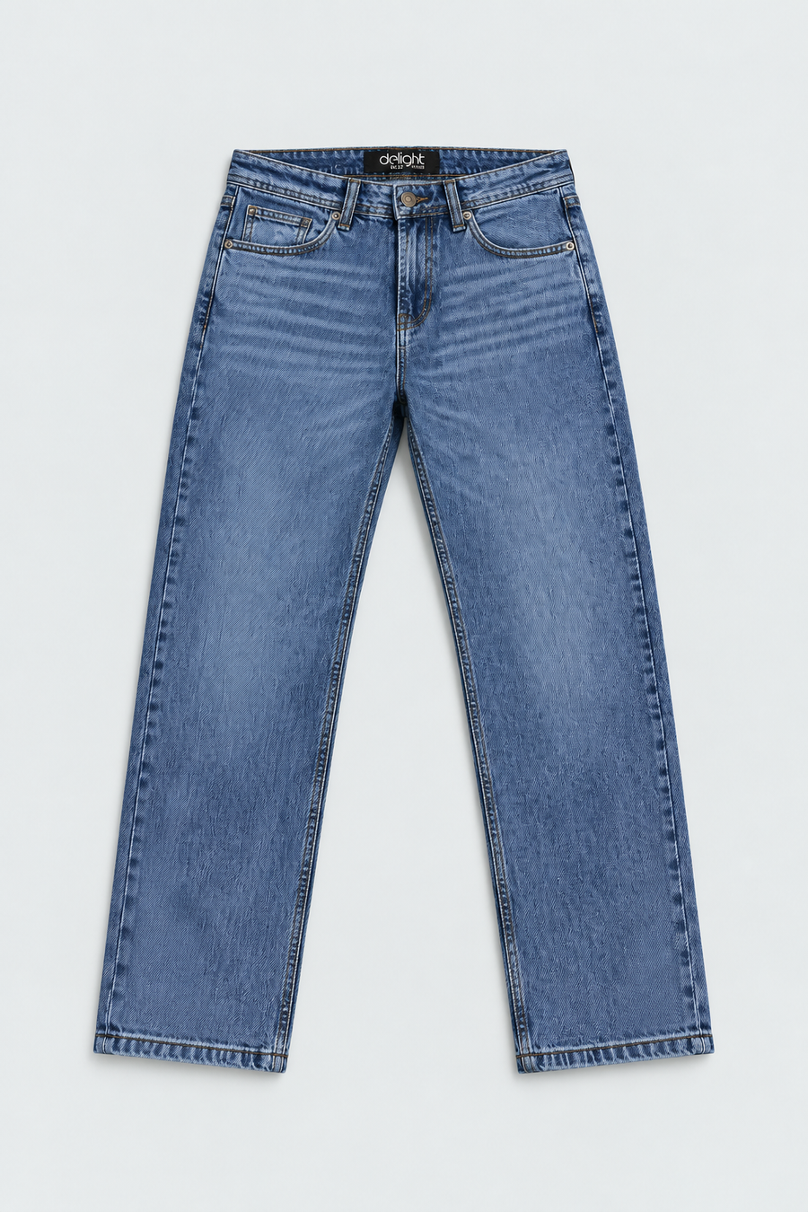 Men’s Regular Fit Jeans – Classic Medium Blue Wash Denim