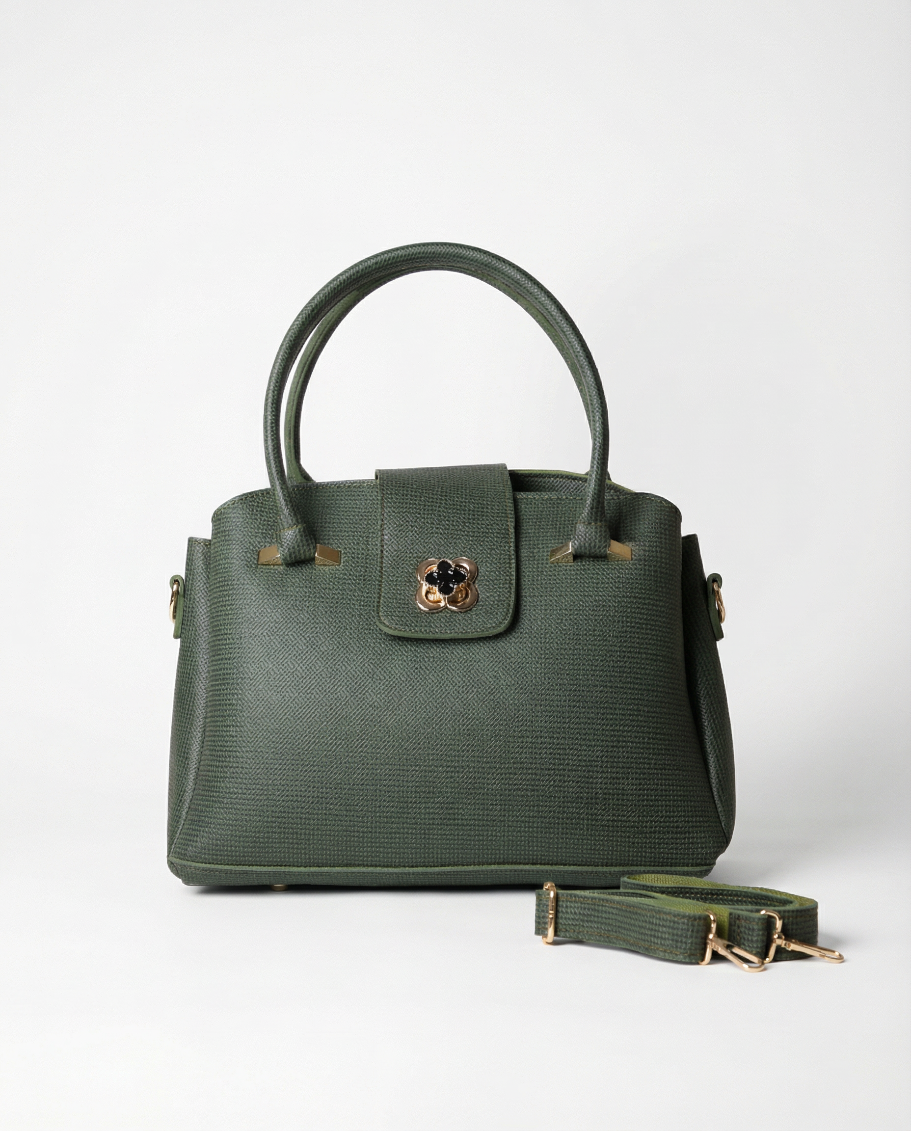 Olive Crest Top Handle Bag