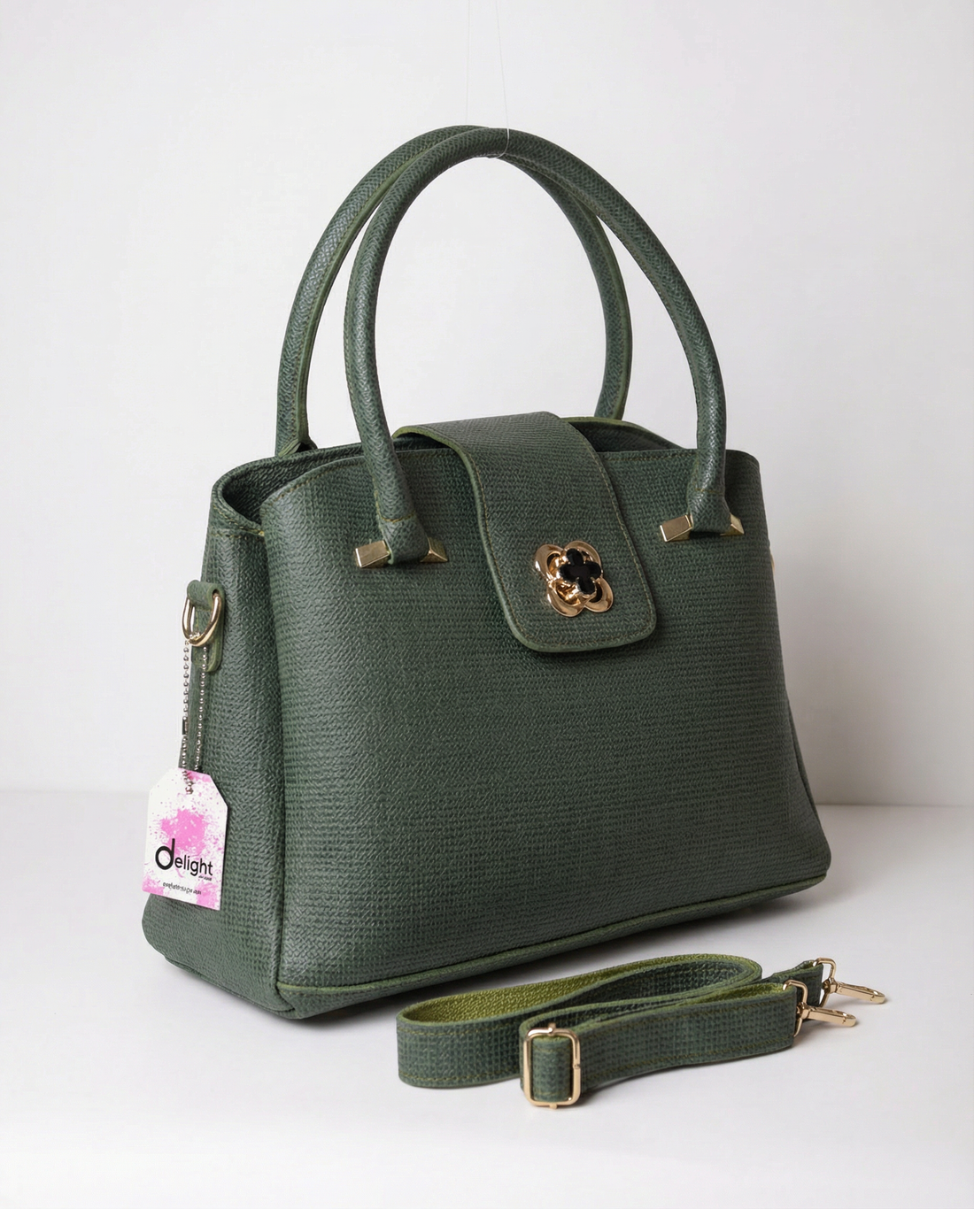 Olive Crest Top Handle Bag