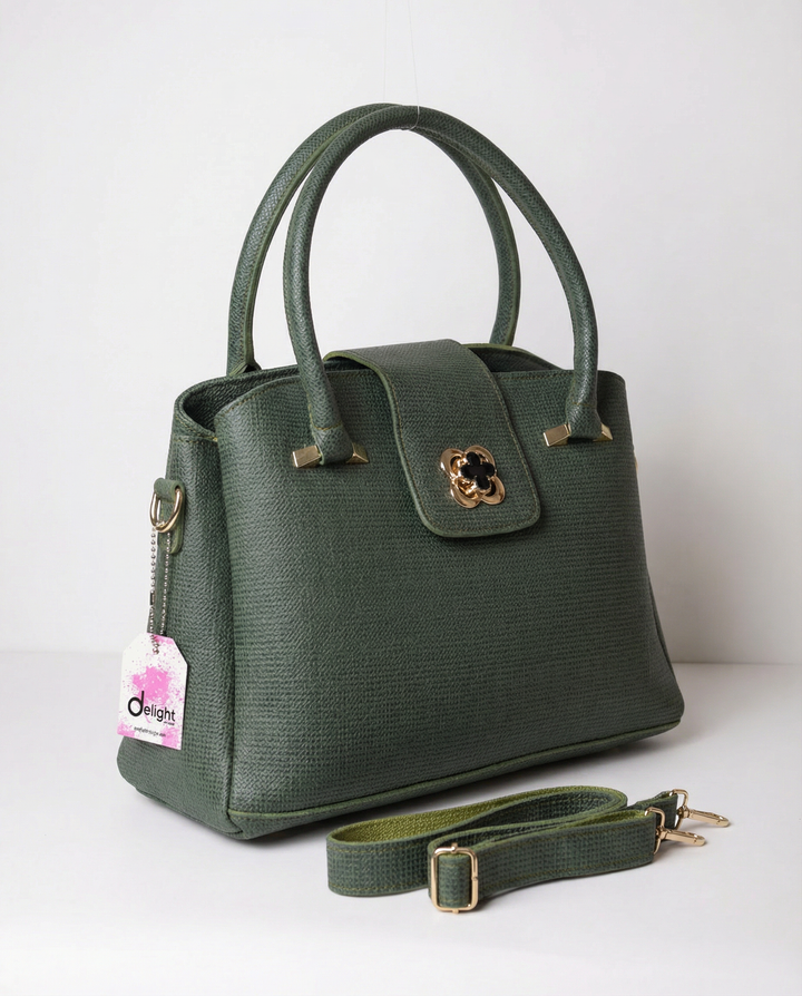 Olive Crest Top Handle Bag