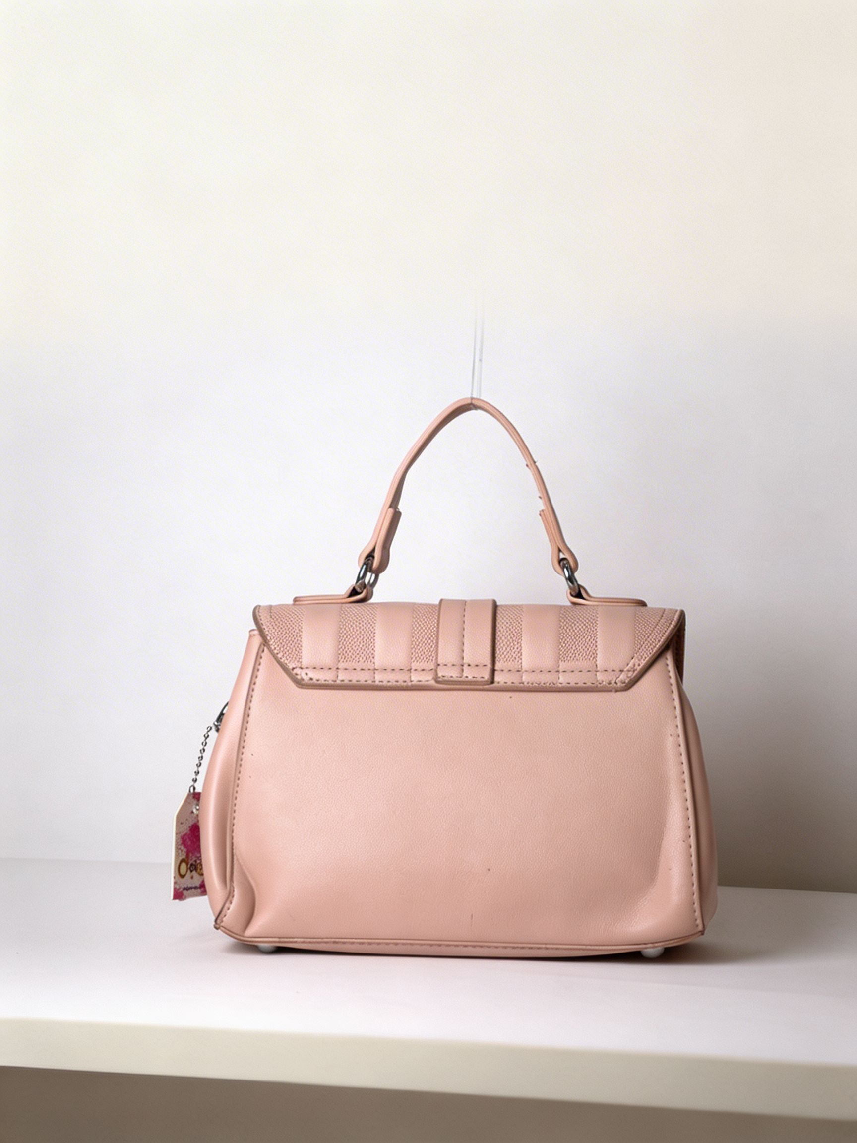 Blush Textured Flap Handbag