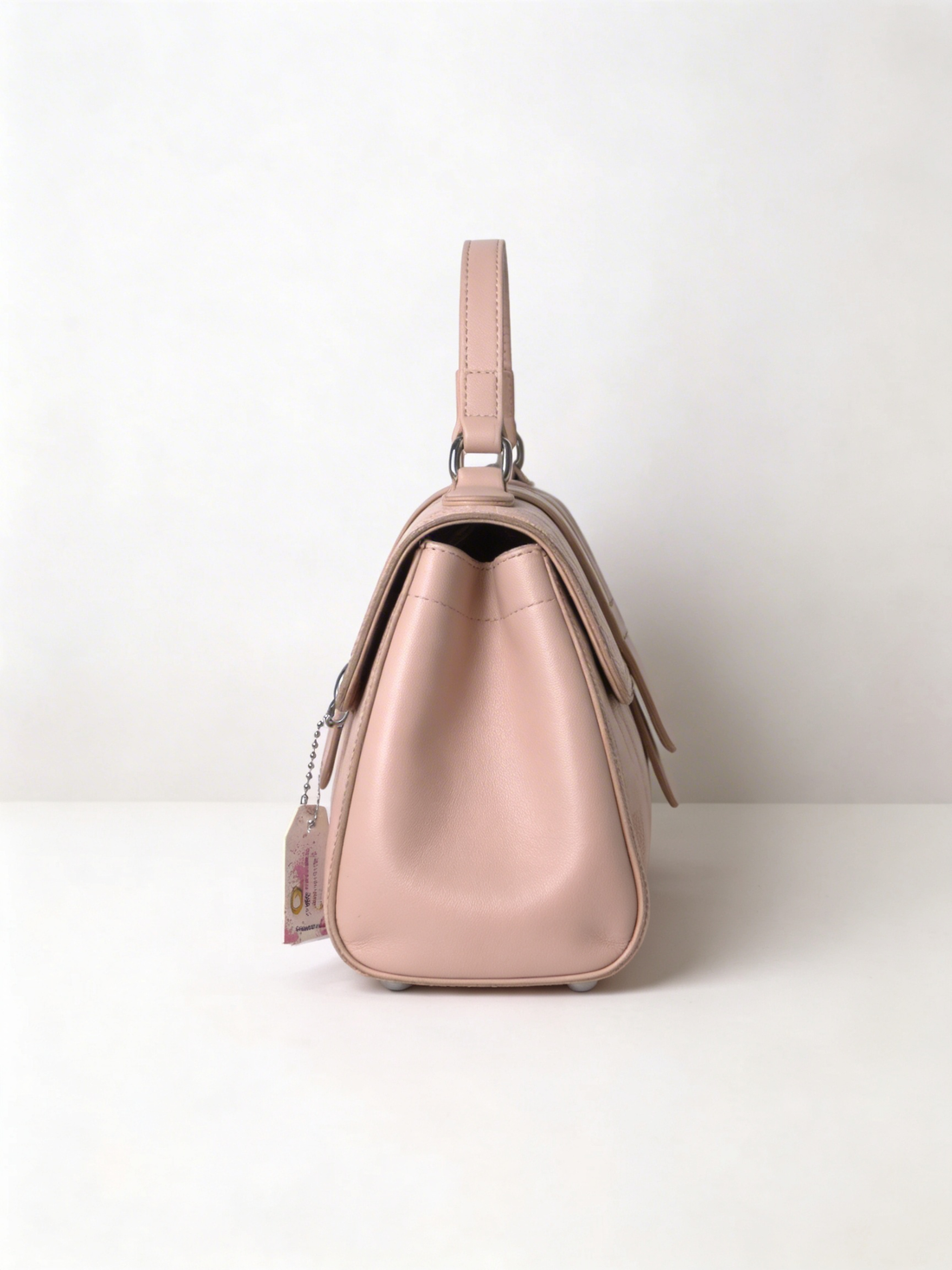 Blush Textured Flap Handbag